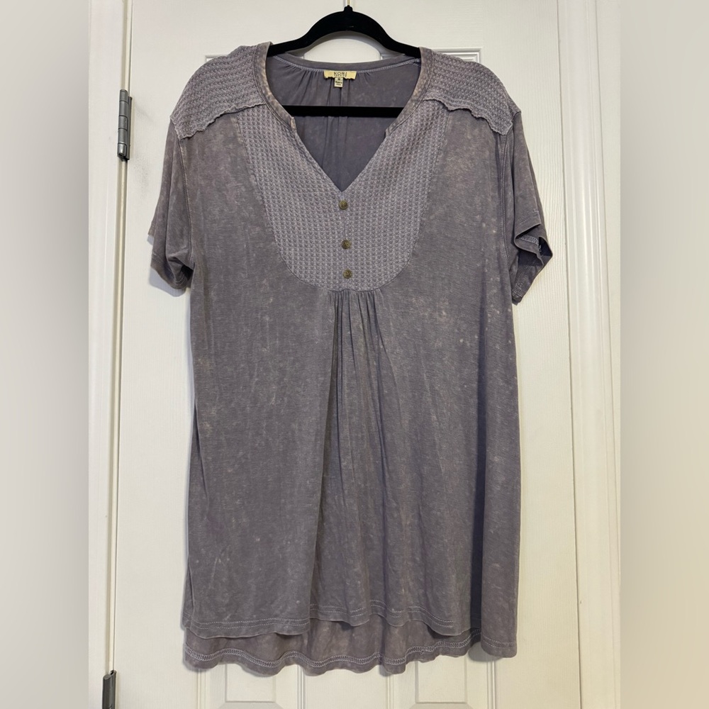 Kori Lavender Short Sleeve Tunic Blouse